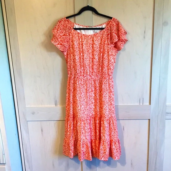 Factory Coral floral Midi Dress